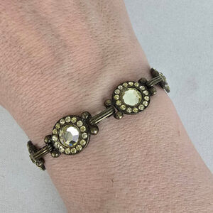 Bronze Yellow Faceted Rhinestone Chain Link Bracelet